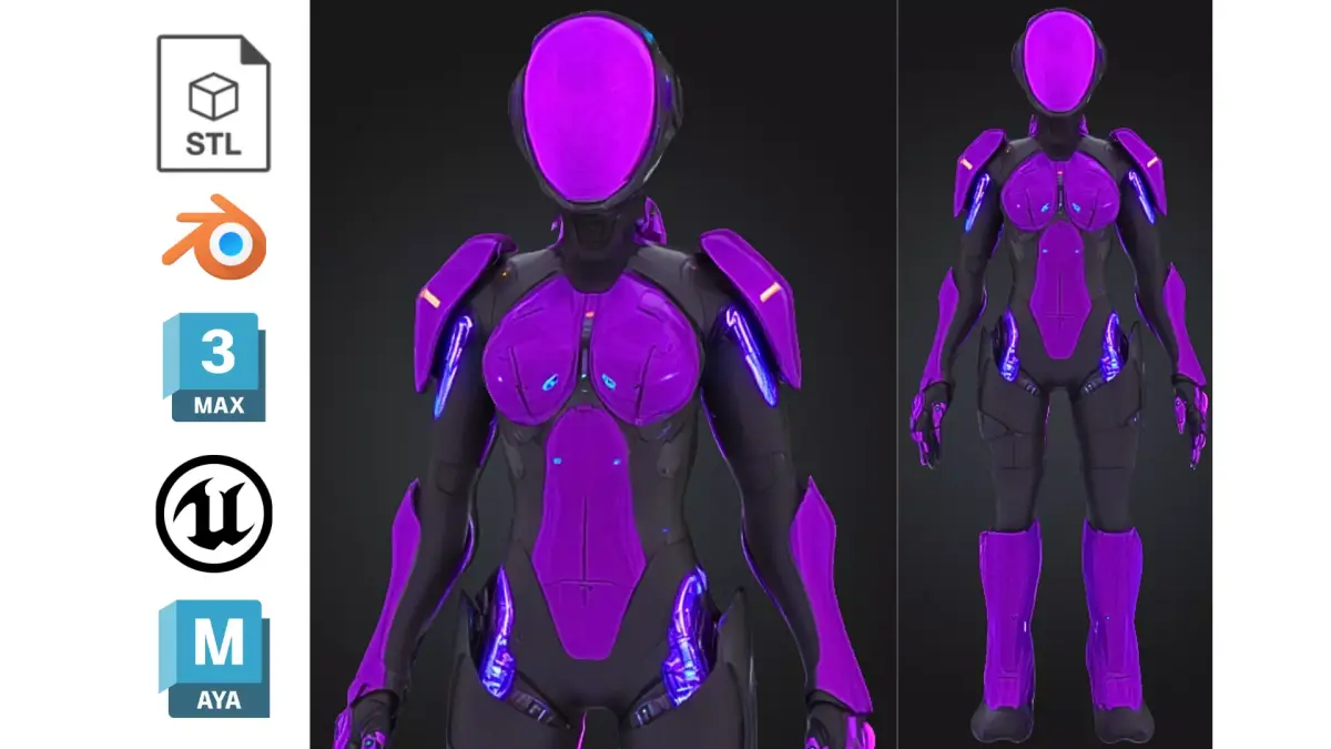 Futuristic Female Android Low-poly 3D model purchase
