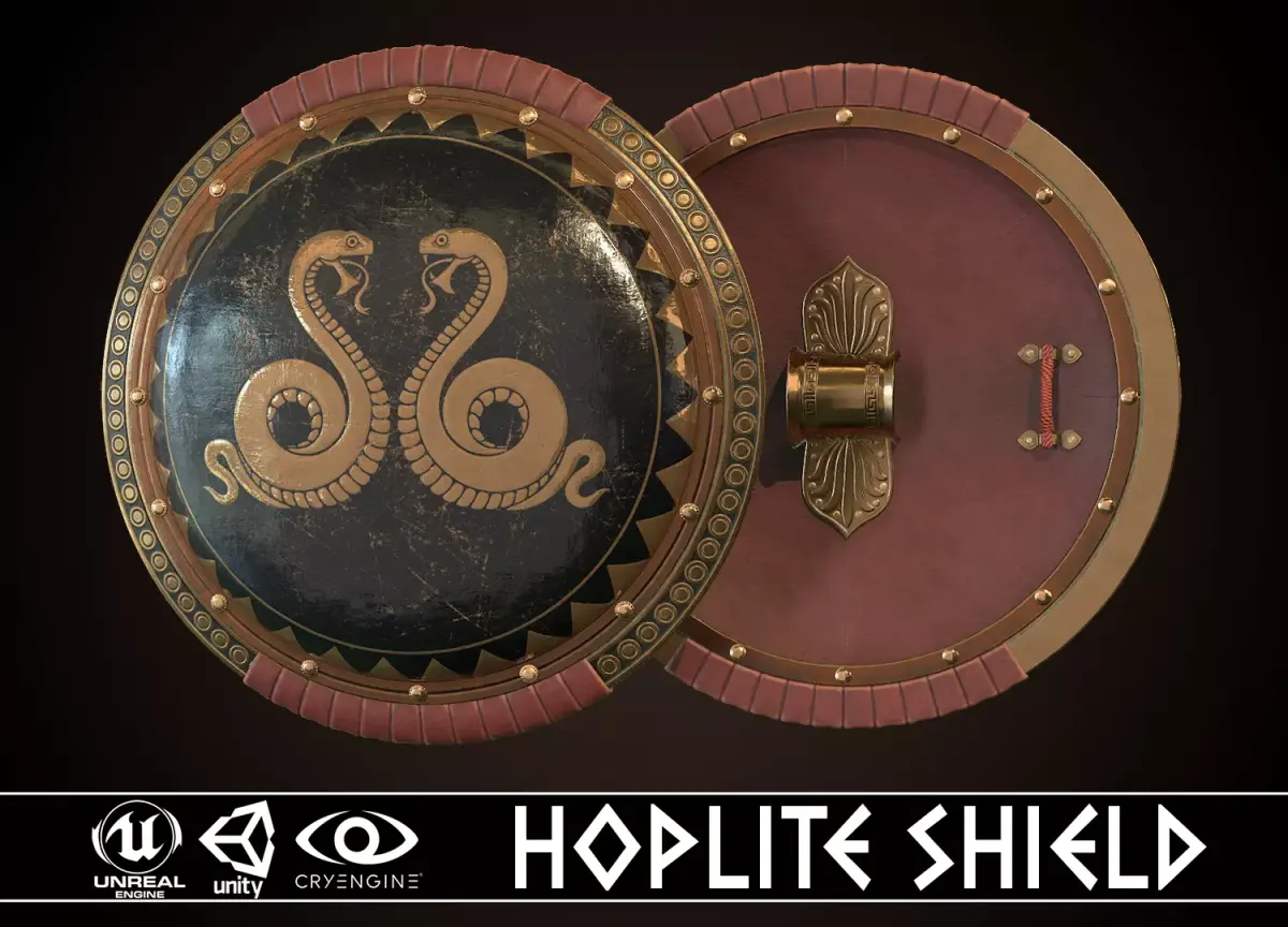 Hoplite Shield Snakes  Low-poly 3D model