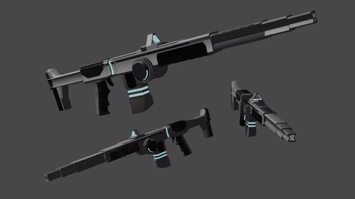Sci-fi rifle 3D model 4