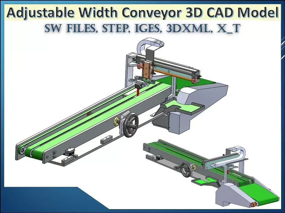 Adjustable Width Conveyor 3D CAD Model 3D model