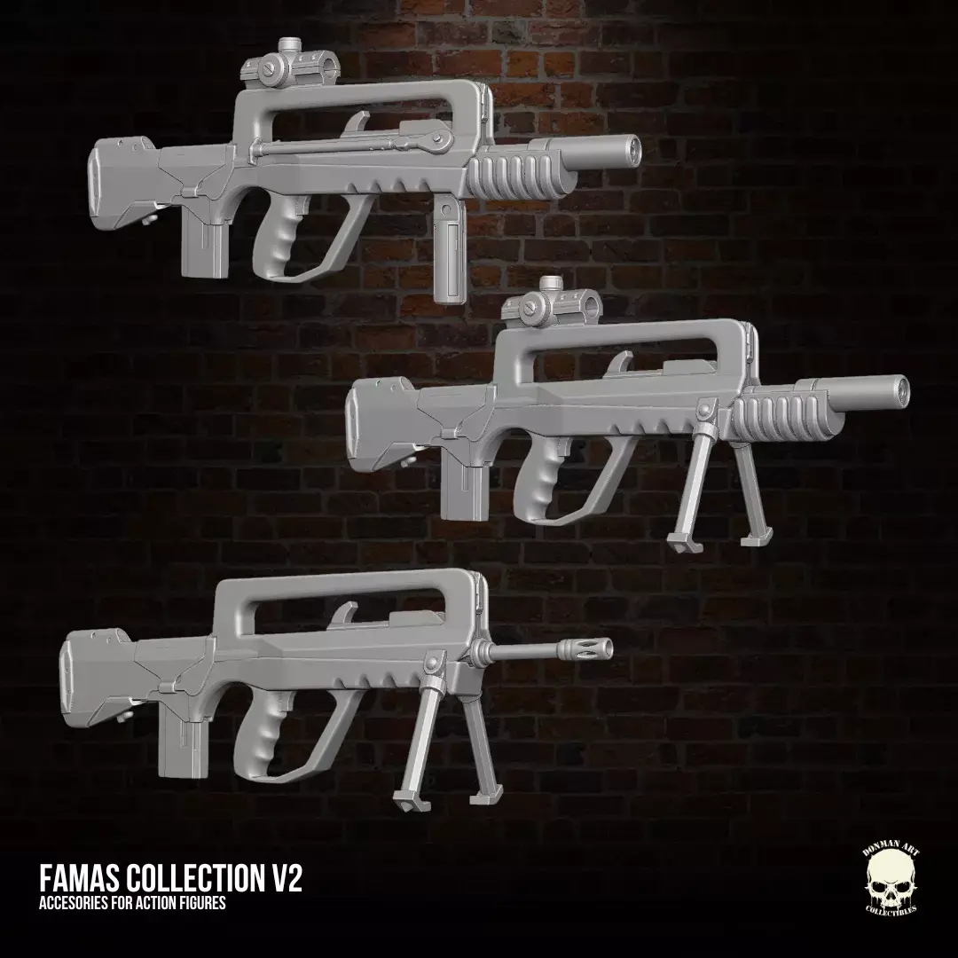 Famas Collection v2 3D printables for action figures 3D print model