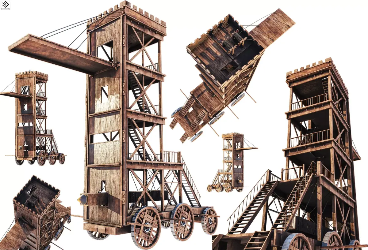 Siege Tower   Low-poly 3D model