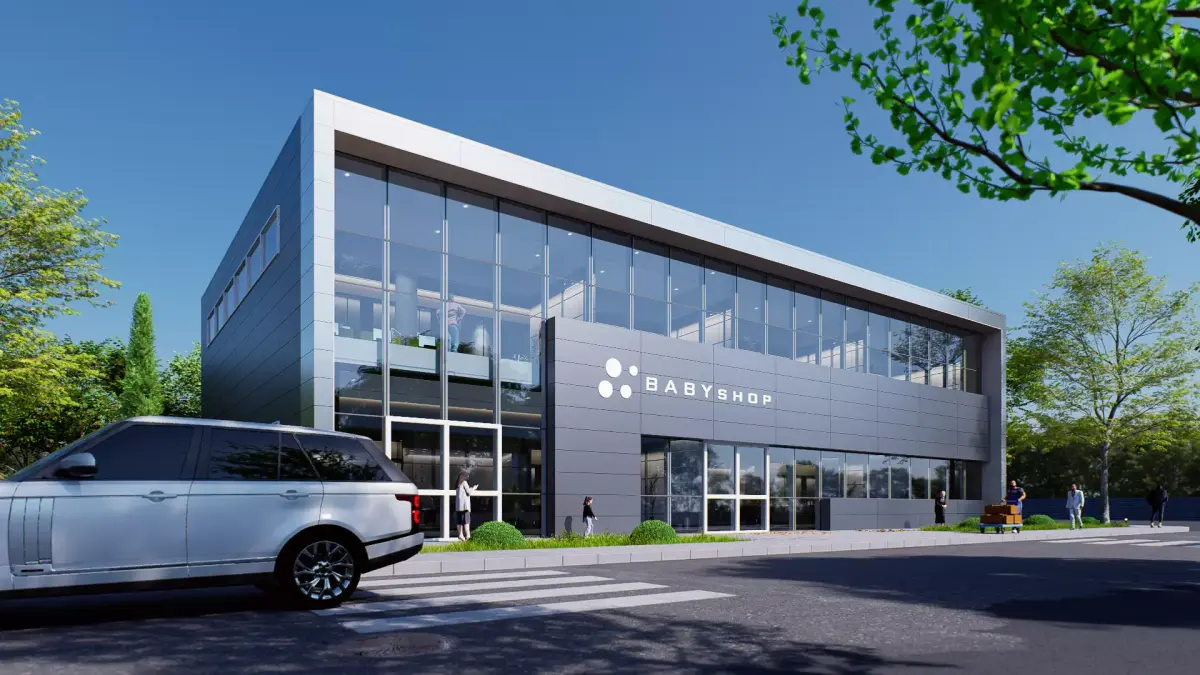 Commercial building Low-poly 3D model 8