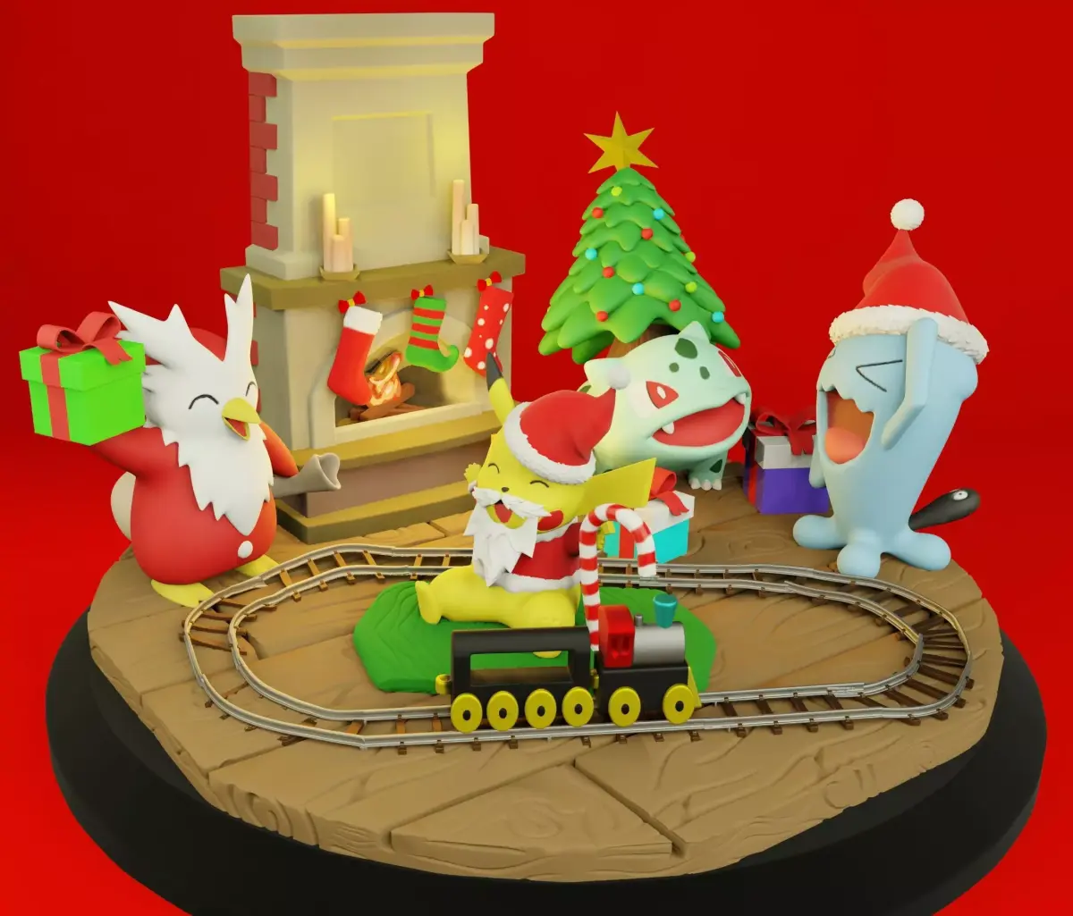 Pokemon pikachu Christmas diorama 3D print model