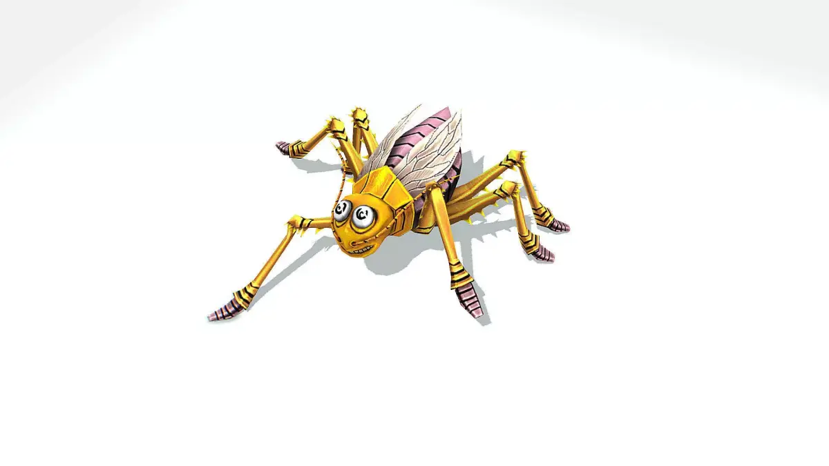 Animated Funny Cartoon White Roach Insect Low-poly 3D model