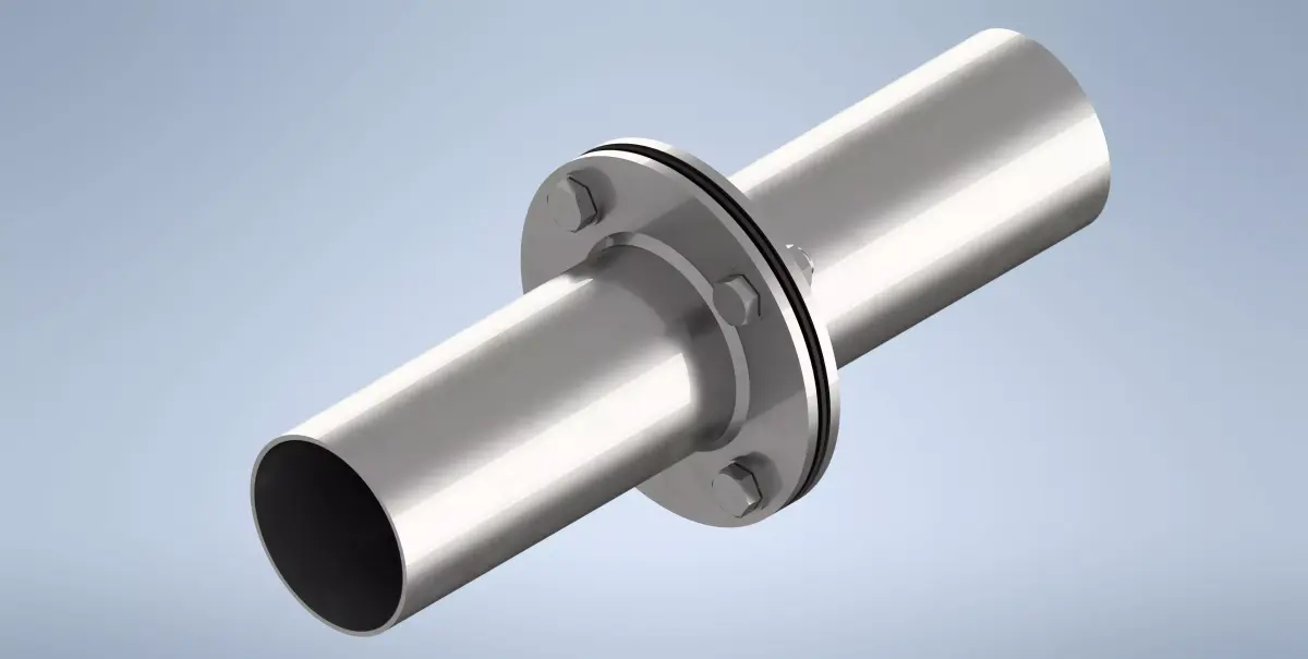 Flange with gasket and pipe - DN 100 3D model