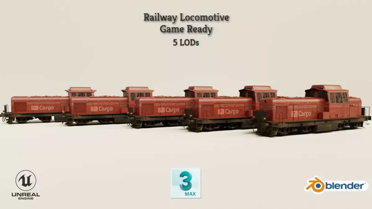 Railway Locomotive Low-poly 3D model