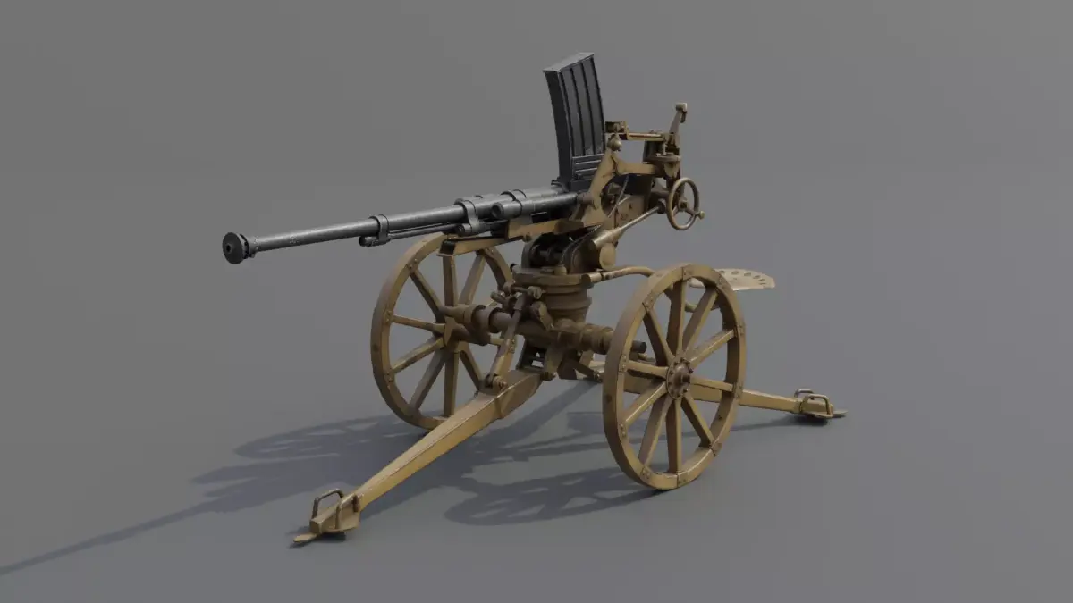 Type 98 20 mm anti-aircraft machine cannon Low-poly 3D model