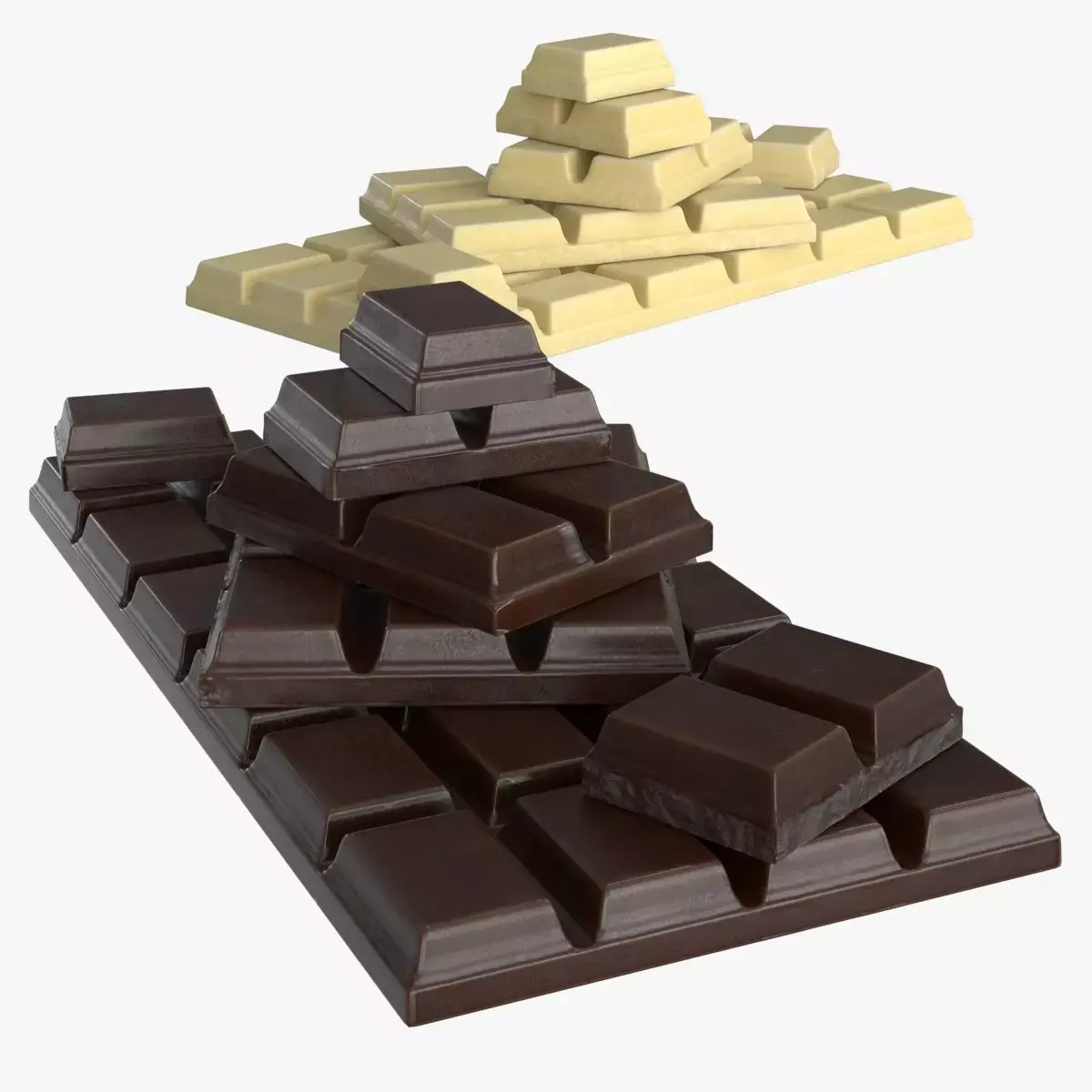 Dark and White Chocolate Set Low-poly 3D model