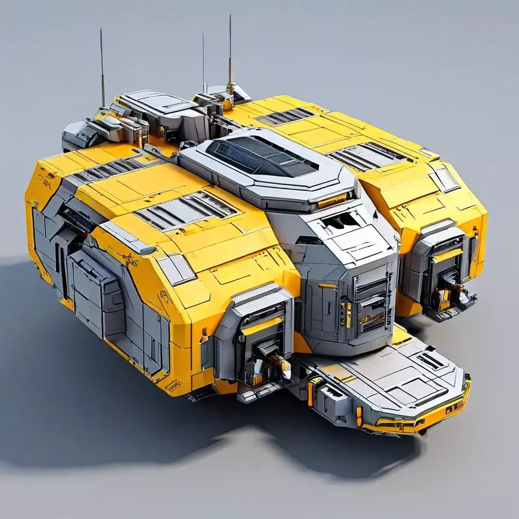 Scifi Cargo Shuttle Yellow Variant Low-poly 3D model