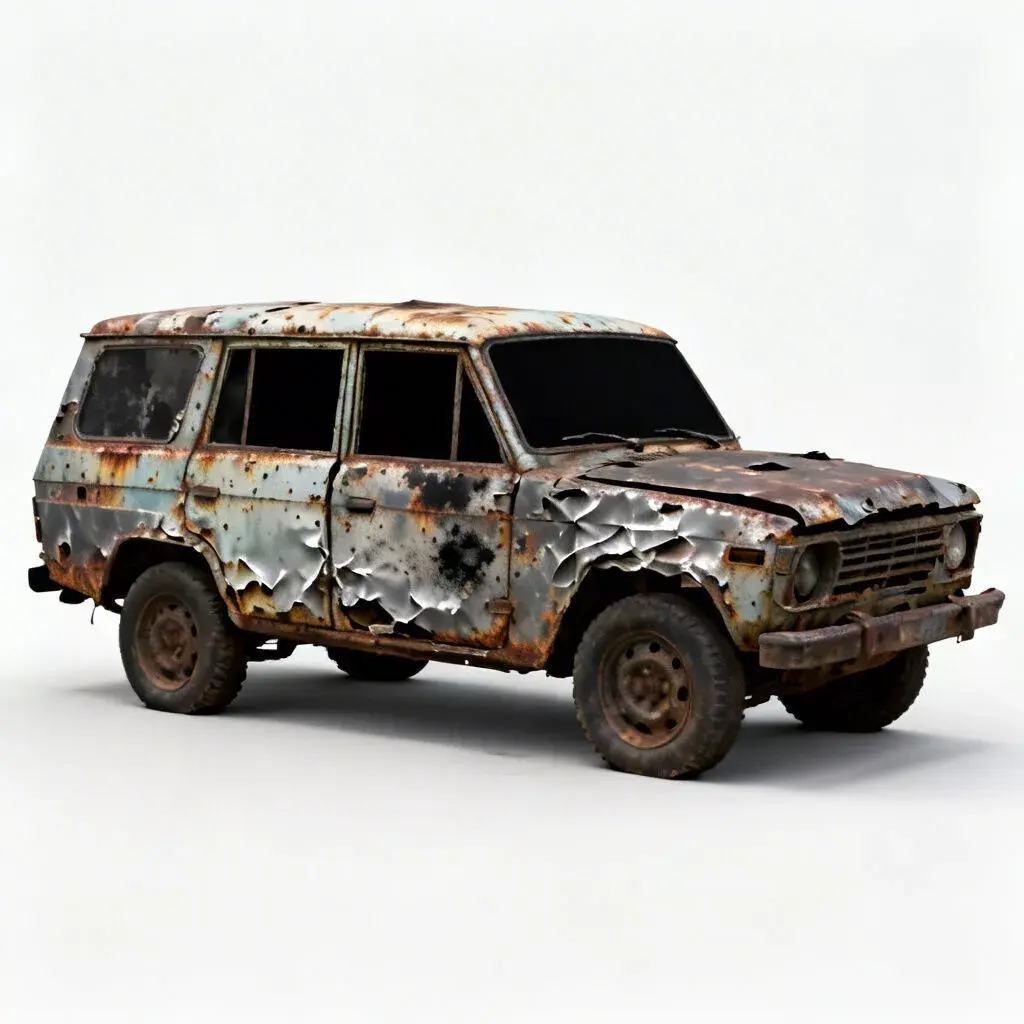 Realistic Wrecked Boxy SUV 3D Model Low-poly 3D model
