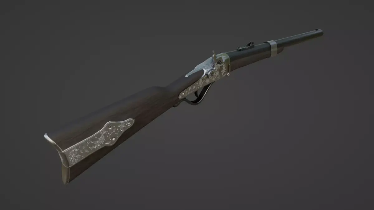 1862 Sharps Percussion Civil War Carbine Low-poly 3D model
