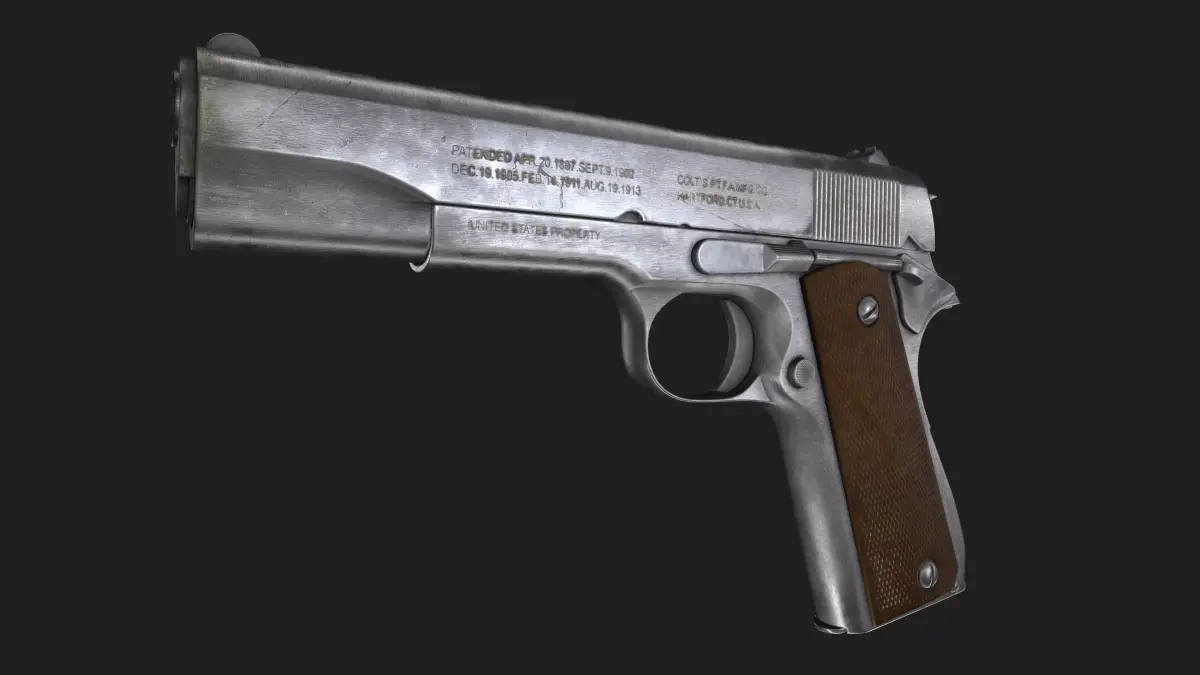 M1911 Game Ready silver gun Low-poly 3D model