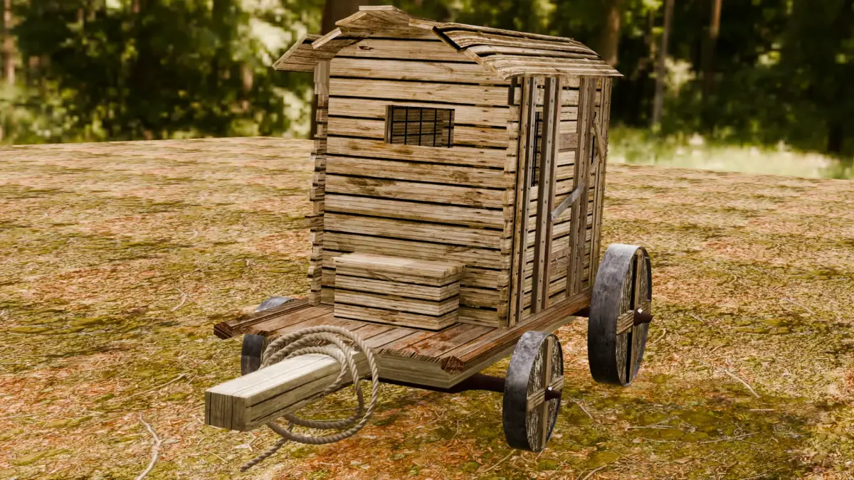 MEDIEVAL PRISON WAGON 3D model