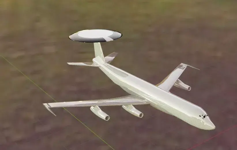 Fictional Quad Engine 1950s Early  Concept AWACS E-3 Inspired Low-poly 3D model