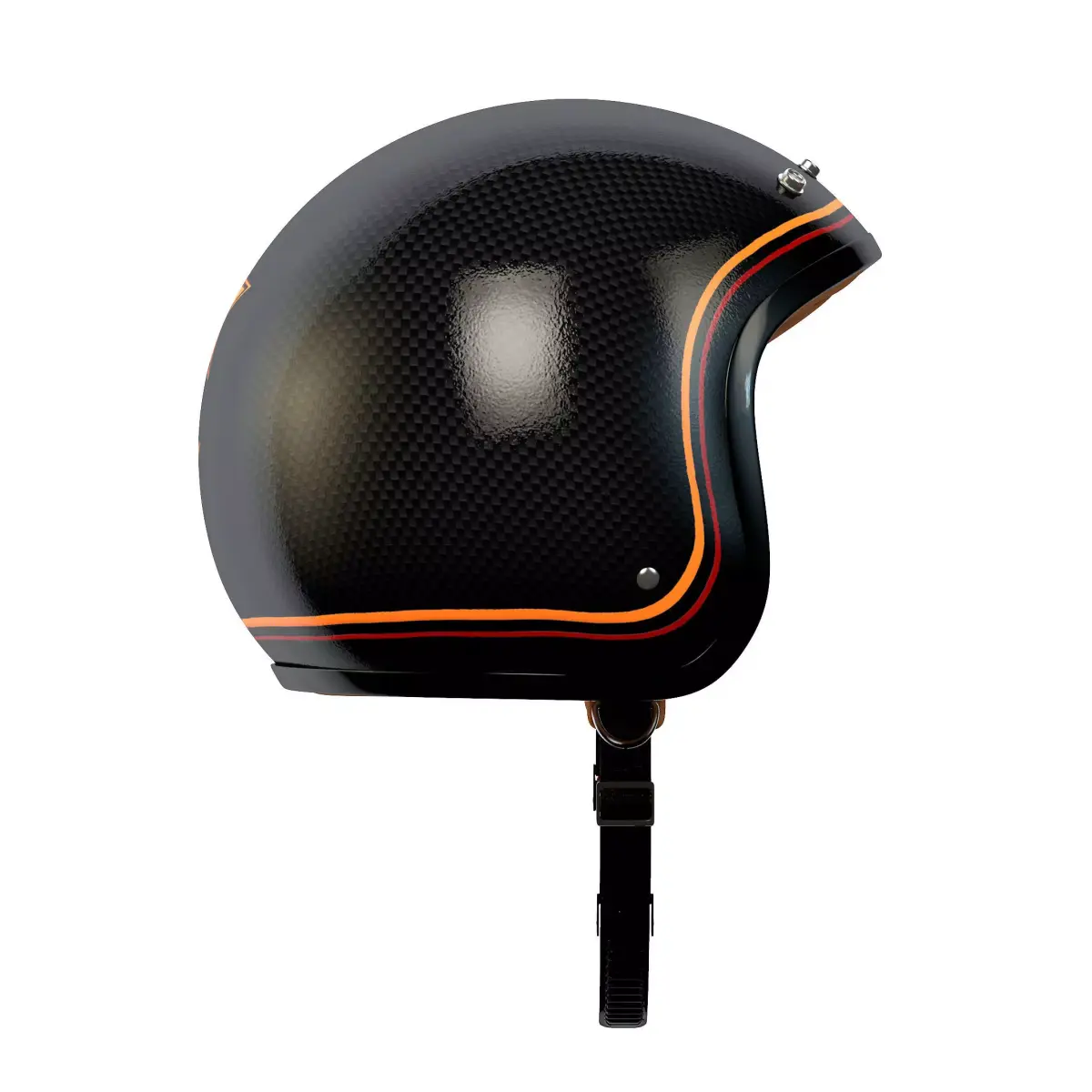Helmet carbon fibre motorcycle orange 3D model