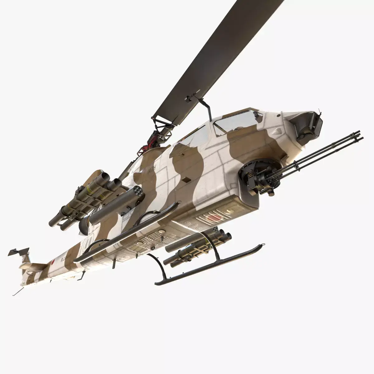 Bell AH-1S Cobra JGSDF Winter Complex Animation Low-poly 3D model