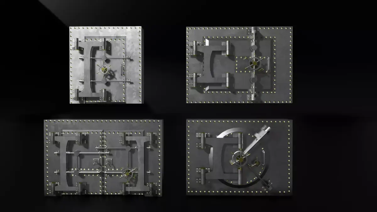 Reinforced Vault Door Set Low-poly 3D model