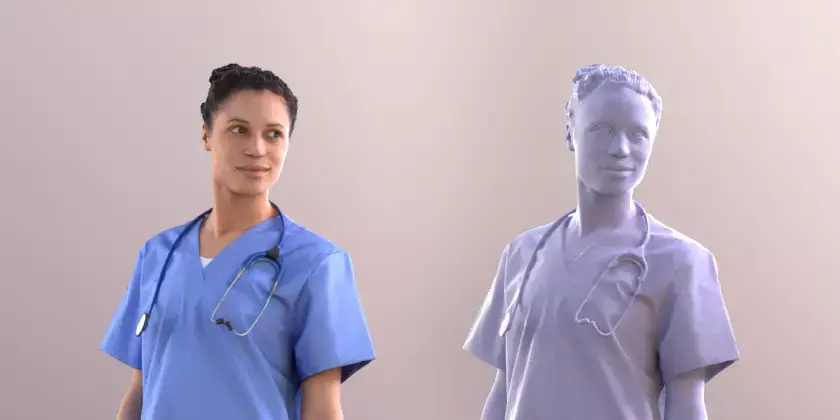 Diana 10896 Standing Nurse With Stethoscope Free low-poly 3D model