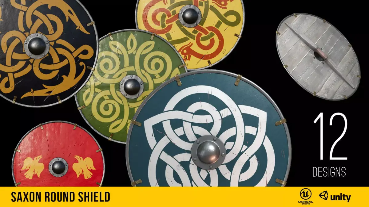 Game ready Viking round shield Low-poly 3D model purchase