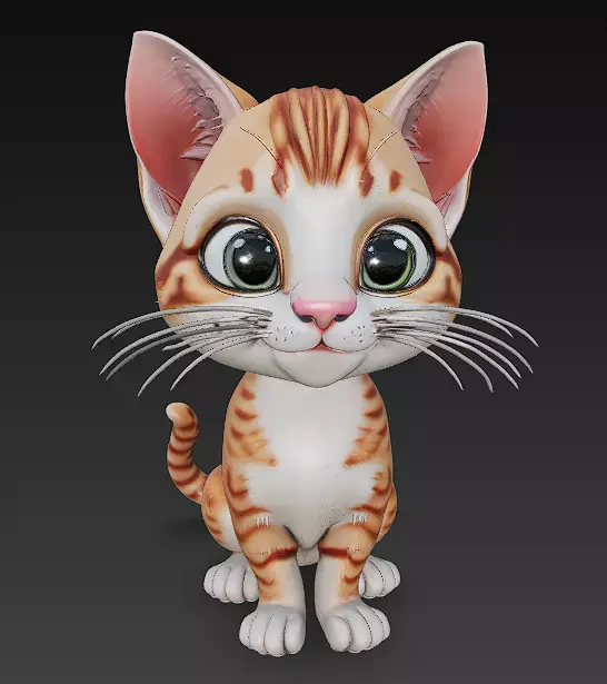Optimized Low-Poly Kitten 3D Model UE5- Unity Real-Time Ready Low-poly 3D model 2