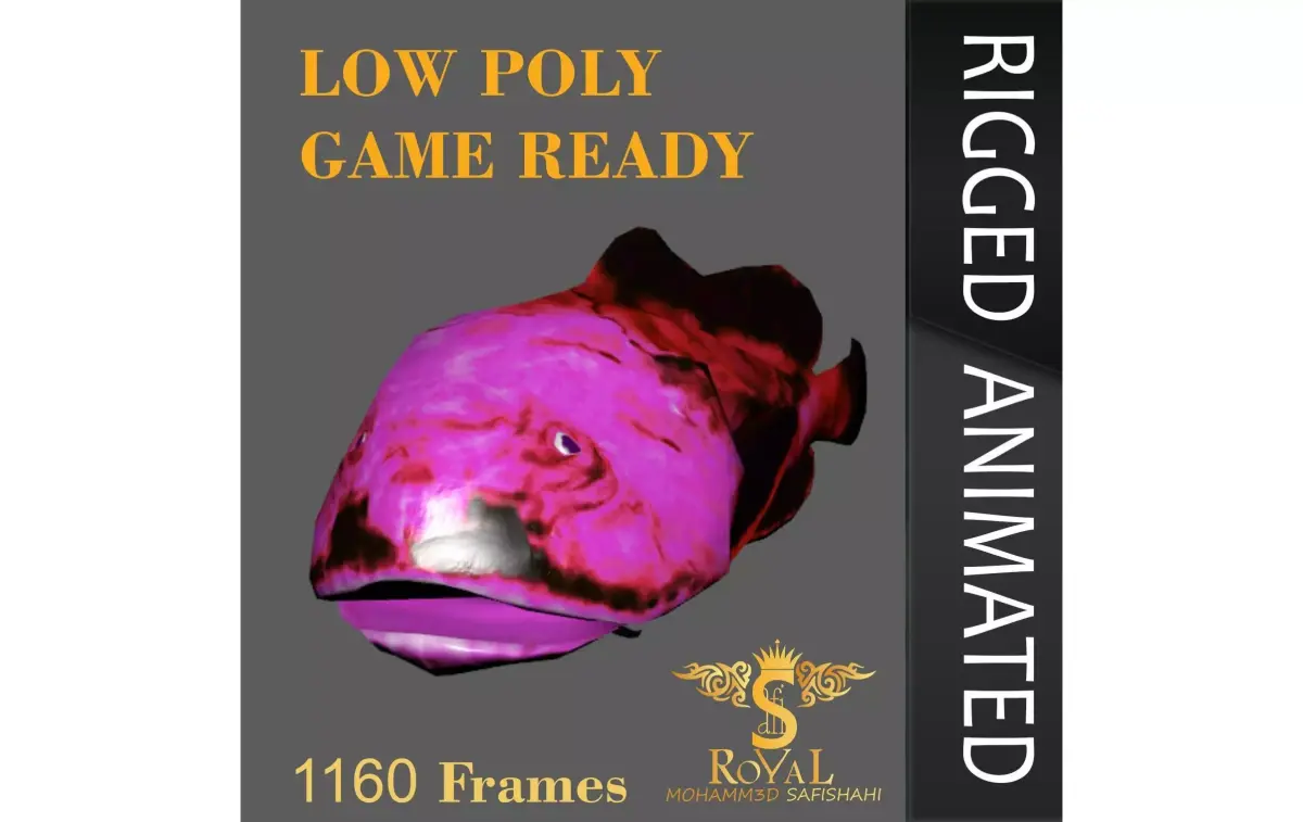Animated Blob Fish - Loop Animation with 1160 Frames Low-poly 3D model