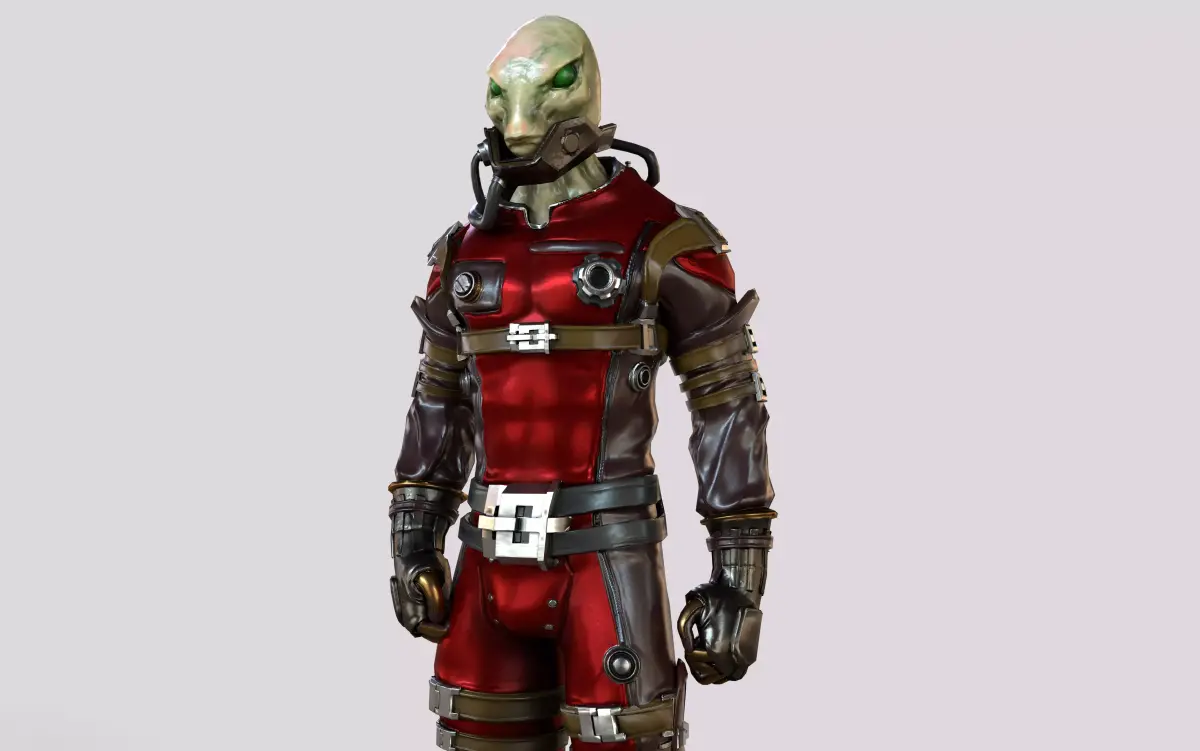 Sci-Fi Alien Character Game Ready with Rigging Fully Rigged Low-poly 3D model