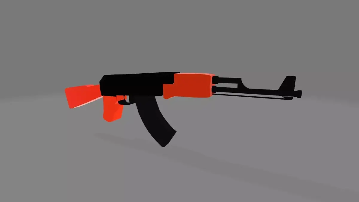 AK-47 with separated part Low-poly 3D model