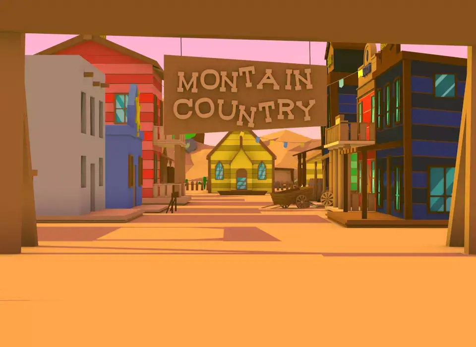 Cartoon Wild West City Free low-poly 3D model