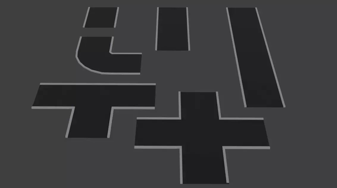 Low-poly roads Free low-poly 3D model