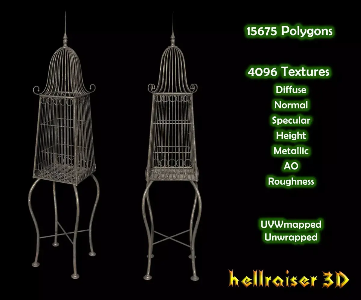 Bird Cage - PBR - Textured Low-poly 3D model