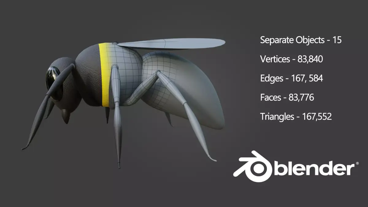 Honey Bee 3D Cartoon Animal Low-poly 3D model