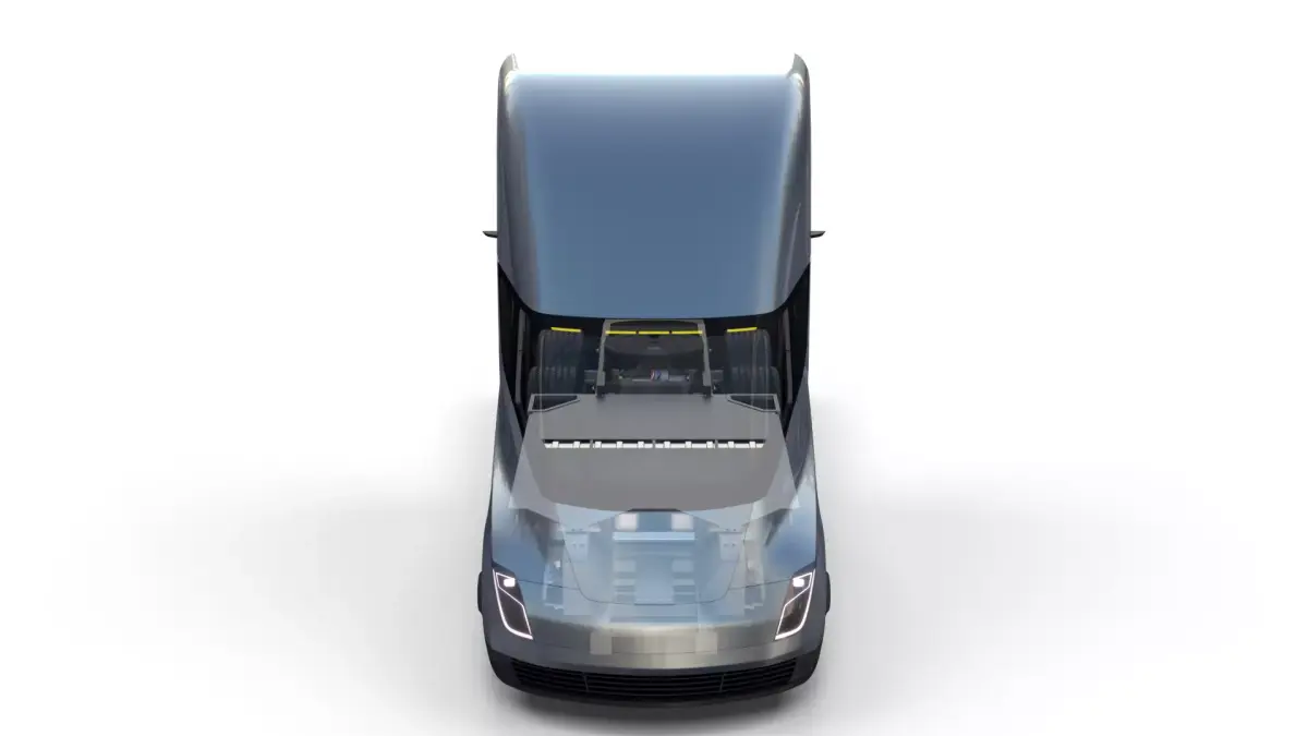 Tesla Truck with Chassis and Interior Silver 3D model