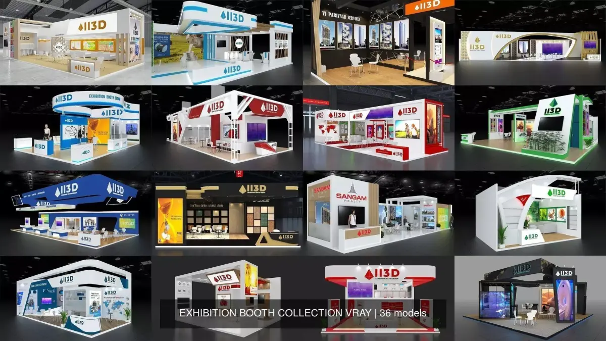 EXHIBITION BOOTH COLLECTION VRAY 3D Model Pack