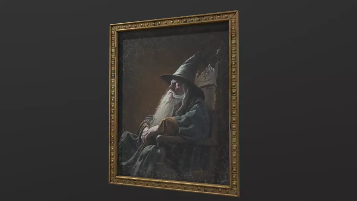Old Portrait Painting of Wizard Low-poly 3D model purchase