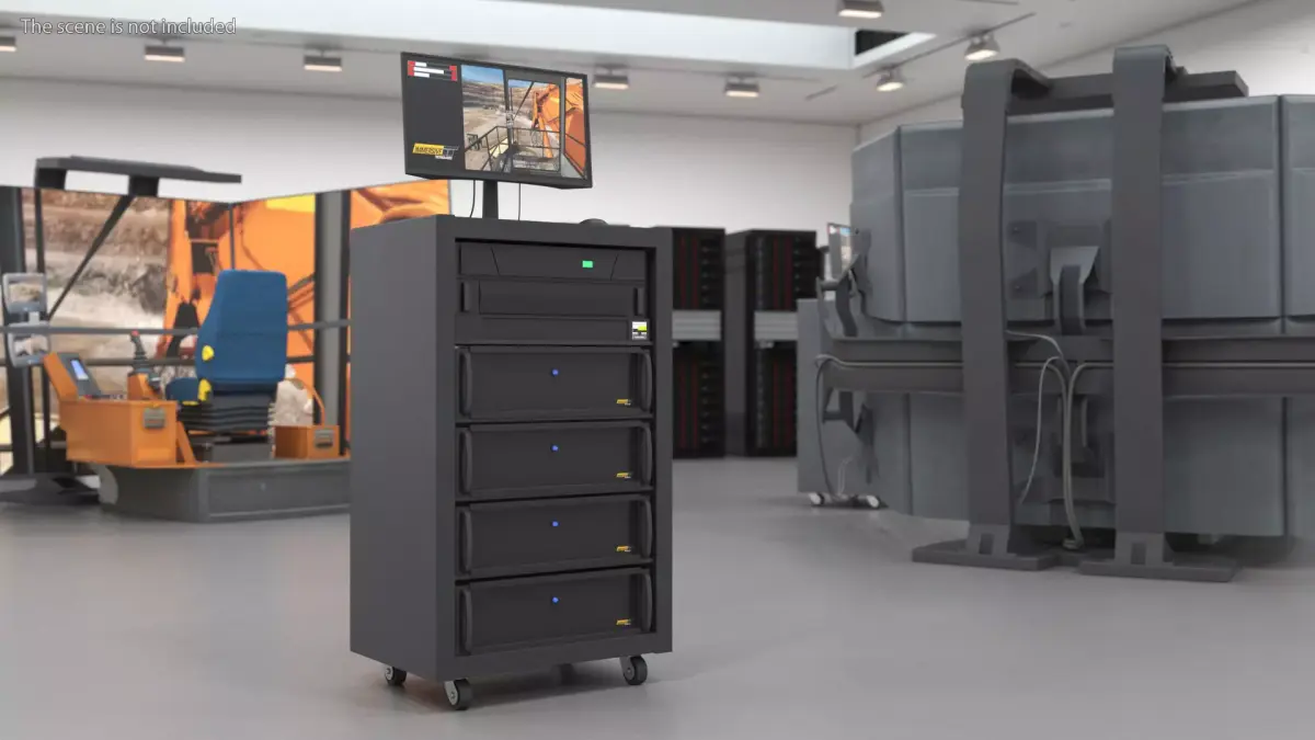 Server Rack with Computer and Monitor 3D model