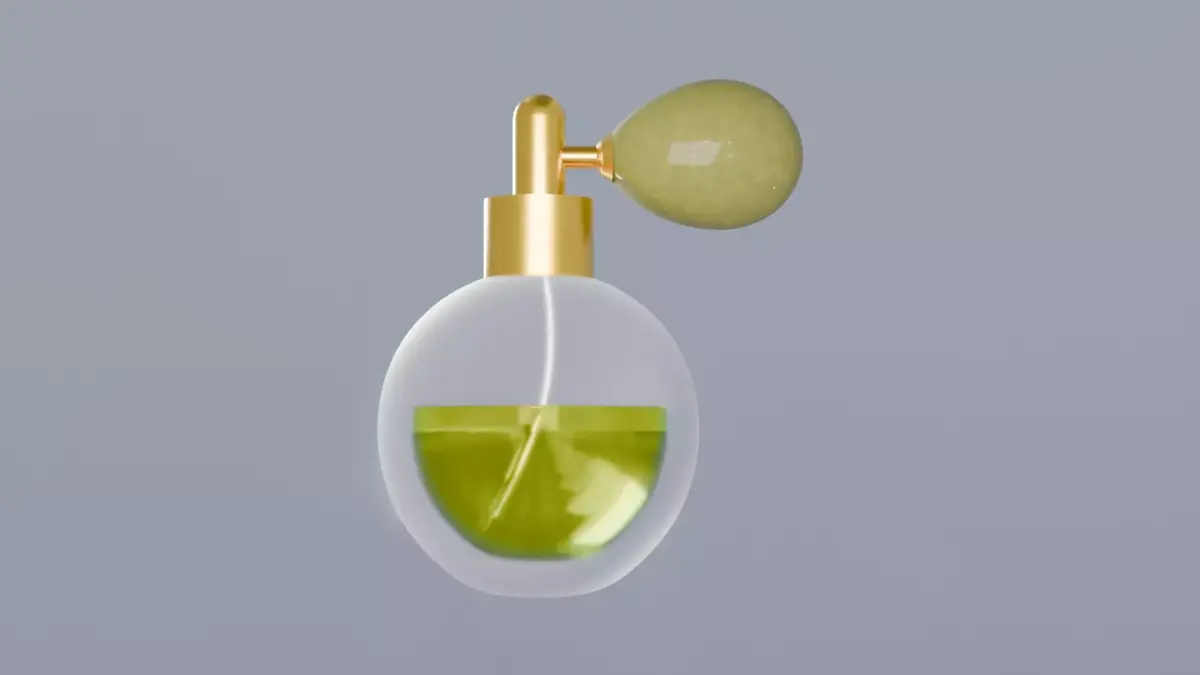 Elegant Perfume Bottle 3D Model  Glass  Gold Atomizer 3D model