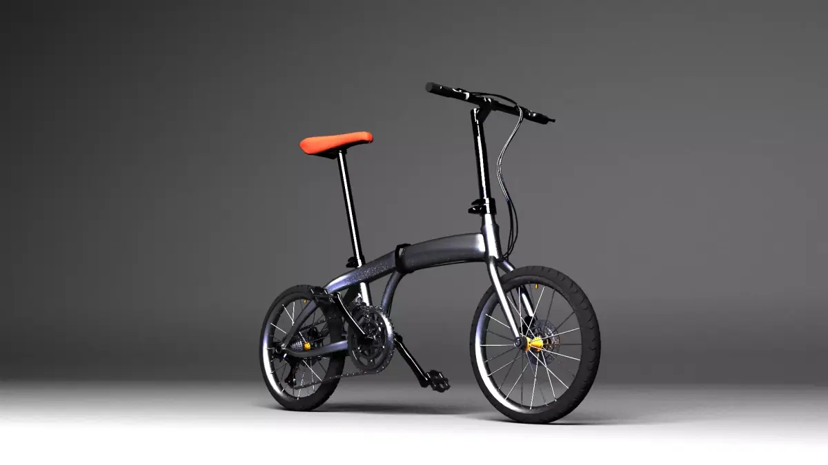 Bicycle folding bike Low-poly 3D model titanium Low-poly 3D model