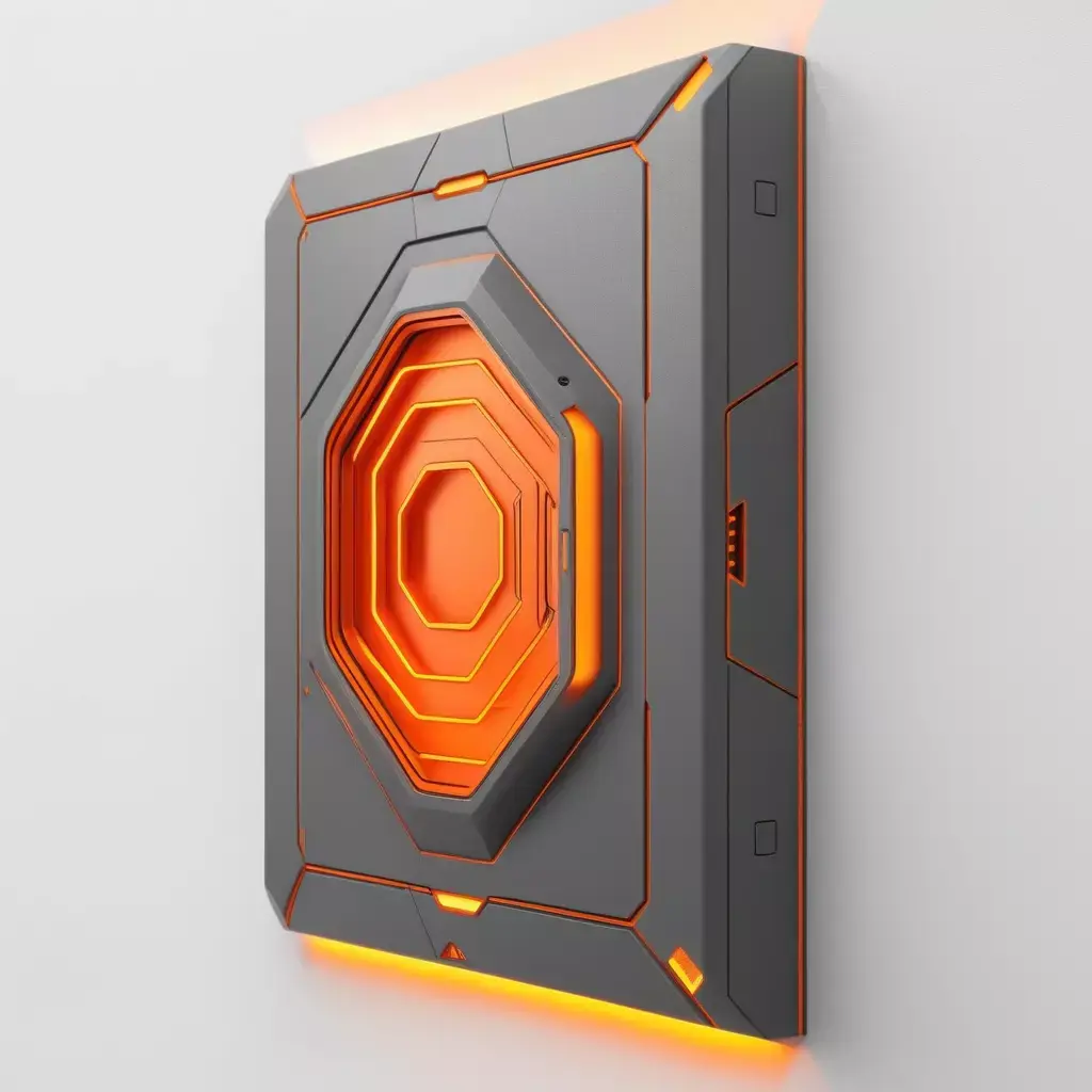 SciFi Wall Panel Interface Glowing 3D model