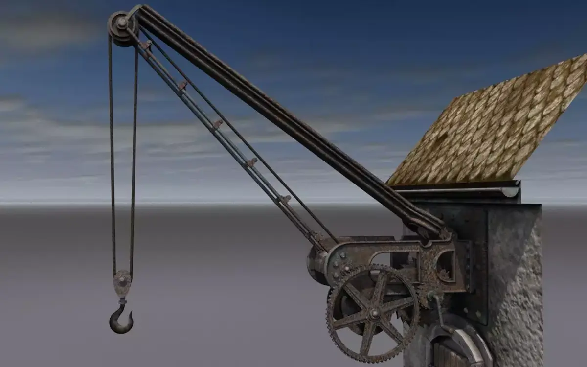Old port crane on the wall 3D model