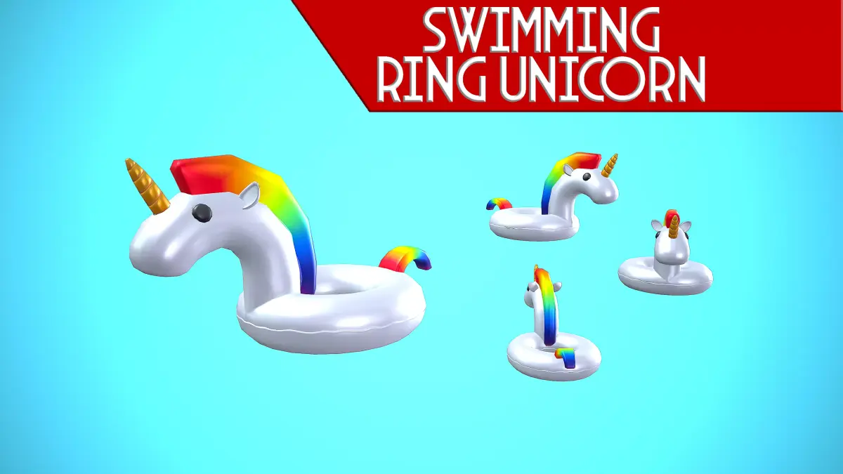 SWIMMING RING UNICORN CARTOON STYLIZED Low-poly 3D model