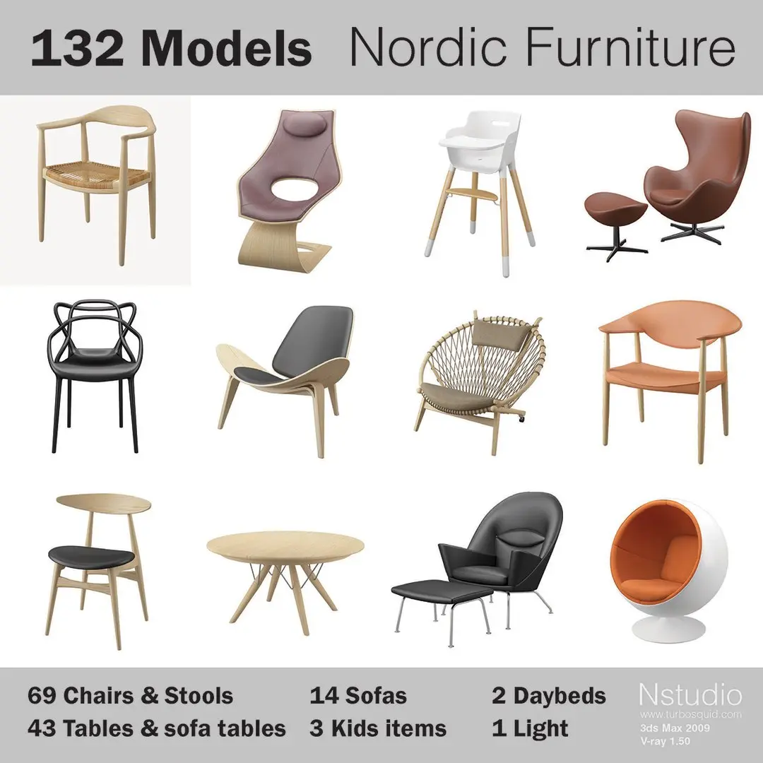 132 Models - Nordic Furniture 3D model