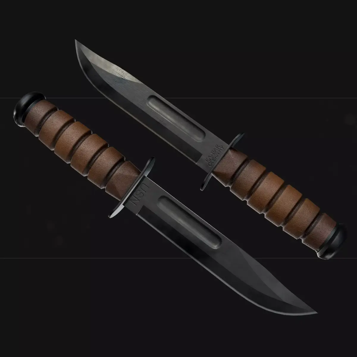 Combat Military Knife KA-BAR  Low-poly 3D model