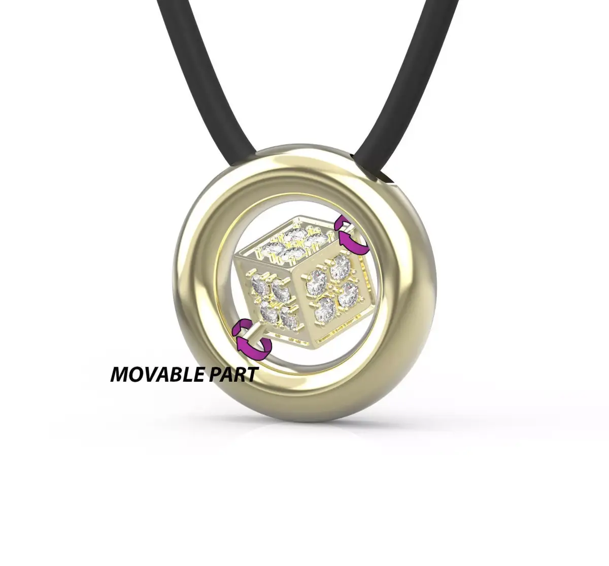 110211 P Pendant with movable cube and gems 3D print model