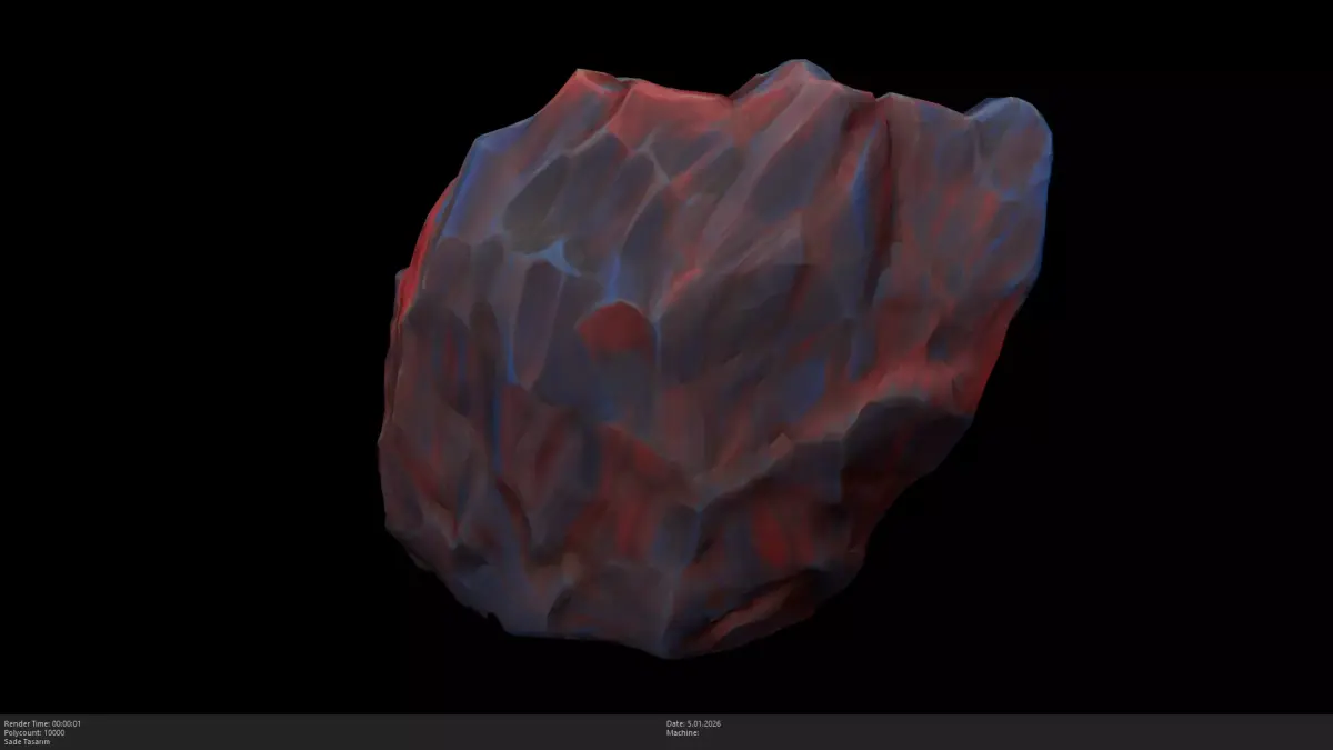 Stylized Meteorite - Space Rock - AI Low-poly 3D model