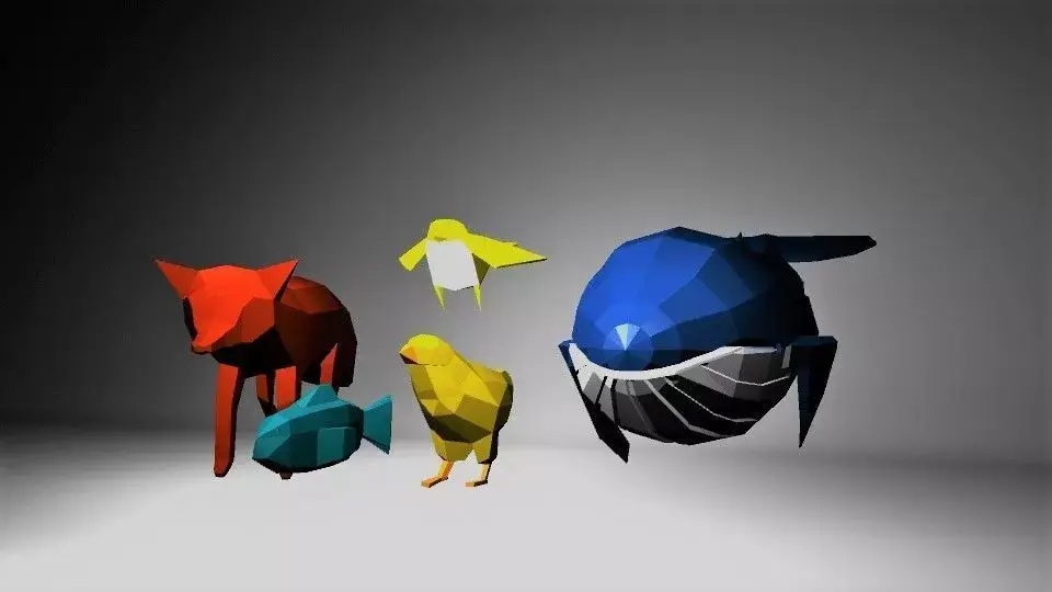 Animal Pack Animated Rig Low-poly Low-poly 3D model