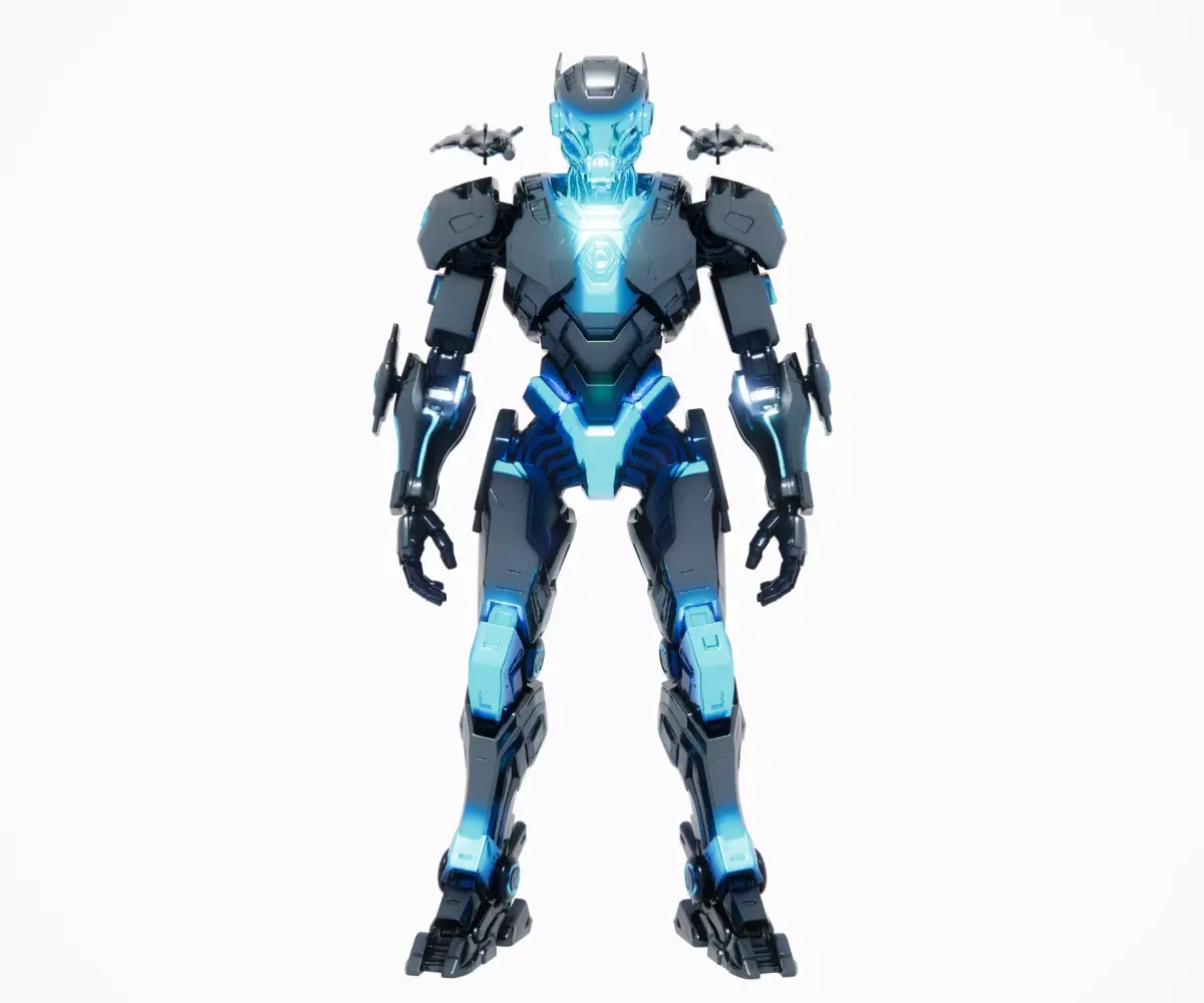 Cyan Glow Sci Fi Robot 3D model