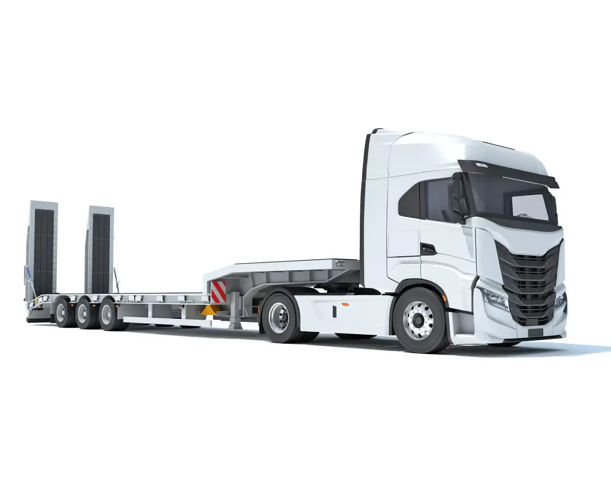 Truck with Platform Trailer 3D model