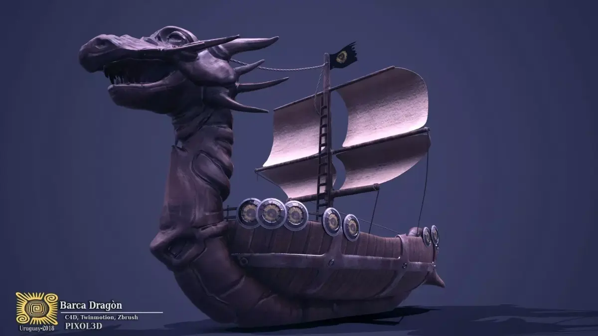 Viking ship Low-poly 3D model 4