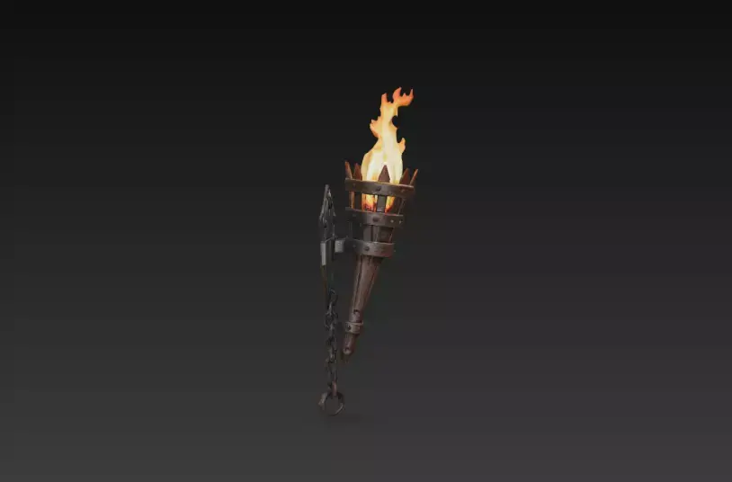 Medieval Wall Torch - PBR Low Poly Game Ready Low-poly 3D model